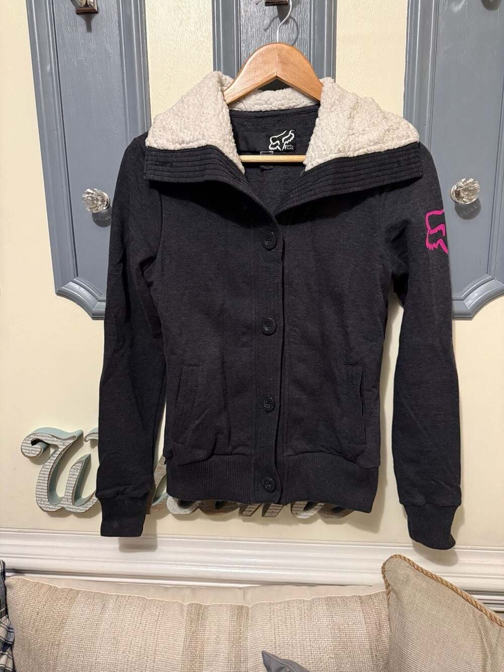 Fox Racing Moto Co Jacket Size S Gray Sherpa Collar